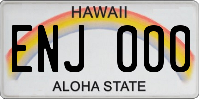 HI license plate ENJ000