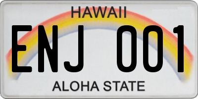 HI license plate ENJ001