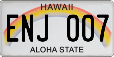 HI license plate ENJ007