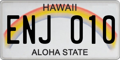 HI license plate ENJ010