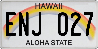 HI license plate ENJ027