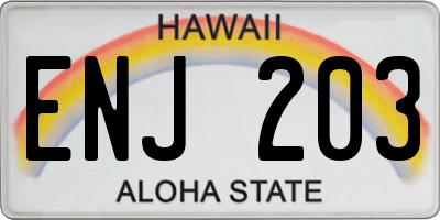 HI license plate ENJ203