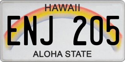 HI license plate ENJ205