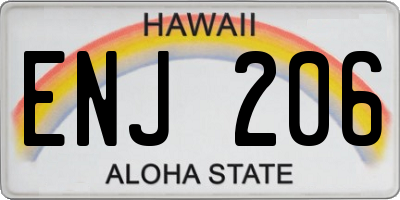 HI license plate ENJ206