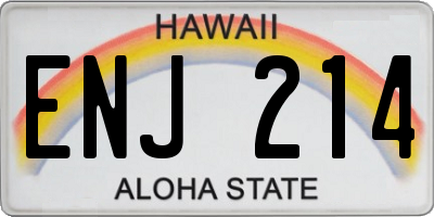 HI license plate ENJ214