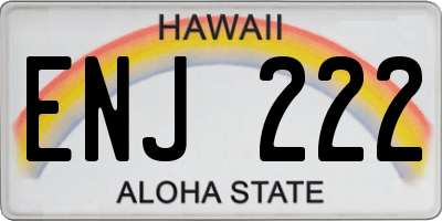 HI license plate ENJ222