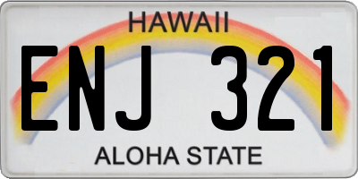 HI license plate ENJ321