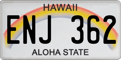 HI license plate ENJ362