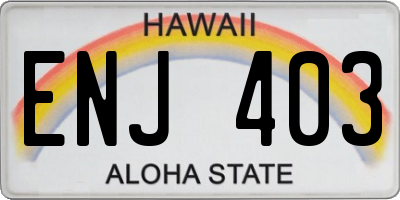 HI license plate ENJ403