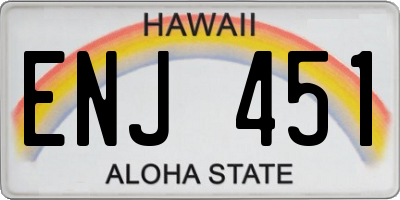 HI license plate ENJ451