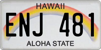 HI license plate ENJ481