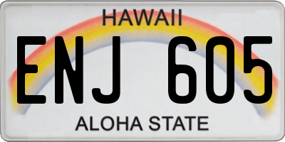 HI license plate ENJ605