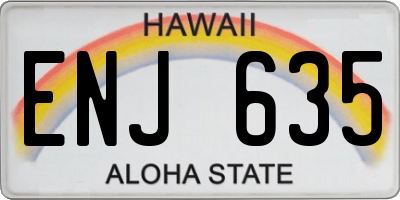 HI license plate ENJ635