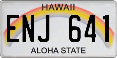 HI license plate ENJ641