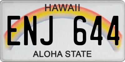 HI license plate ENJ644