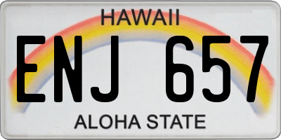 HI license plate ENJ657