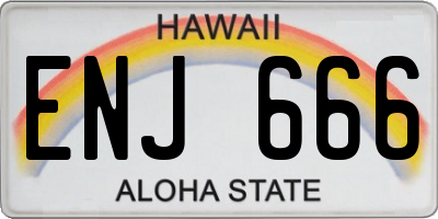 HI license plate ENJ666
