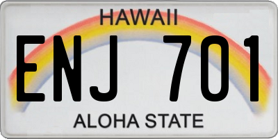 HI license plate ENJ701