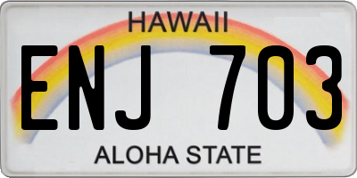 HI license plate ENJ703