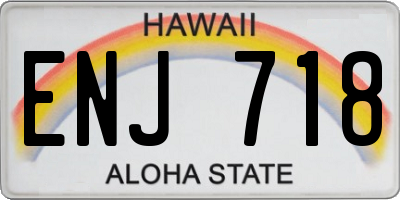 HI license plate ENJ718