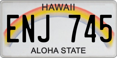 HI license plate ENJ745