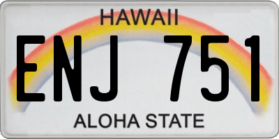 HI license plate ENJ751