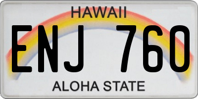 HI license plate ENJ760