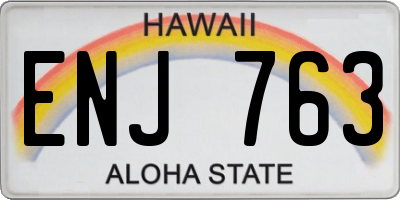HI license plate ENJ763