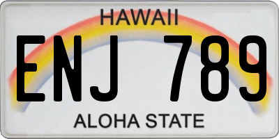 HI license plate ENJ789