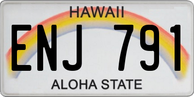HI license plate ENJ791