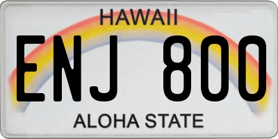 HI license plate ENJ800