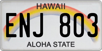 HI license plate ENJ803