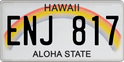 HI license plate ENJ817