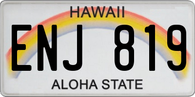 HI license plate ENJ819