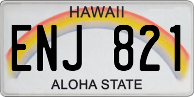 HI license plate ENJ821