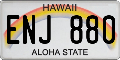 HI license plate ENJ880