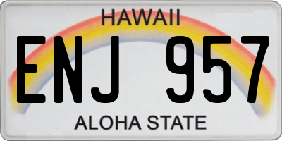 HI license plate ENJ957