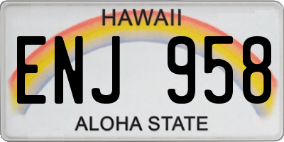 HI license plate ENJ958
