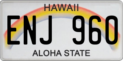 HI license plate ENJ960