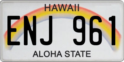 HI license plate ENJ961