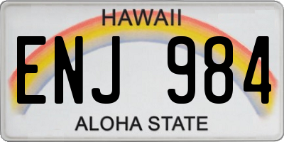HI license plate ENJ984