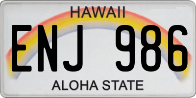 HI license plate ENJ986