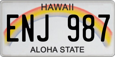 HI license plate ENJ987