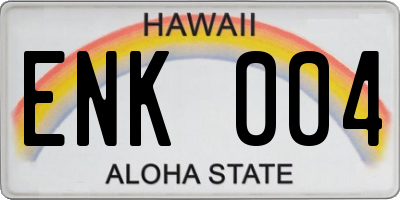 HI license plate ENK004
