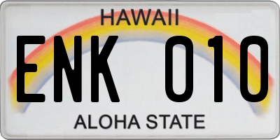 HI license plate ENK010