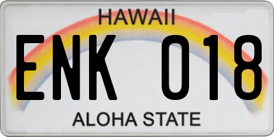 HI license plate ENK018