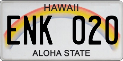 HI license plate ENK020