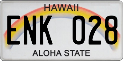 HI license plate ENK028