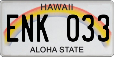 HI license plate ENK033