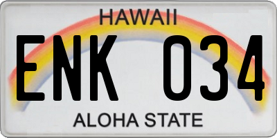 HI license plate ENK034
